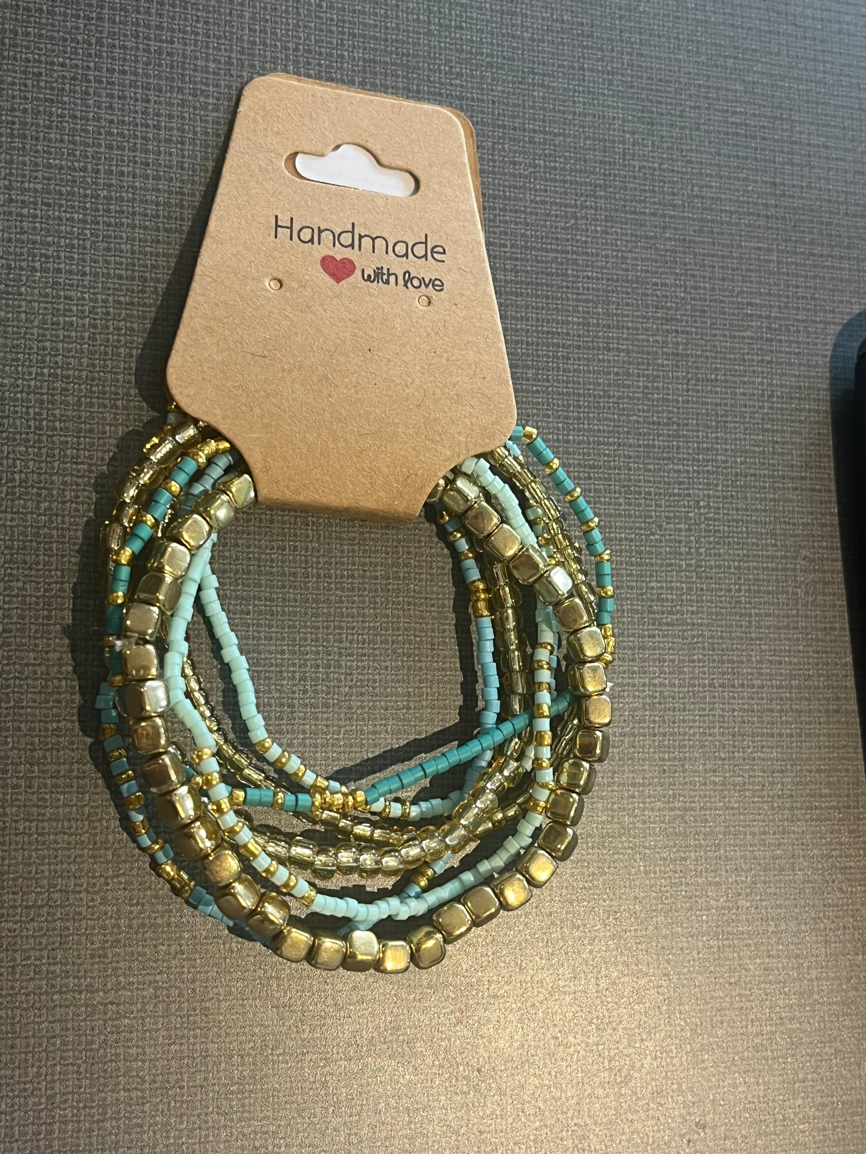 Ocean Breeze Gold Square Bracelet Set (7 Pack)