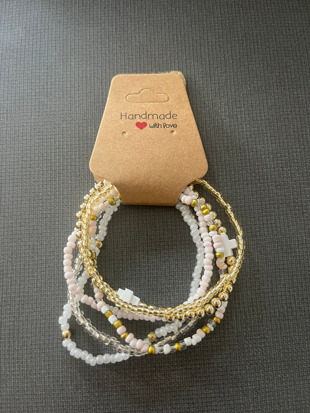 Blush Faith Beaded Bracelet Set (6 Pack)